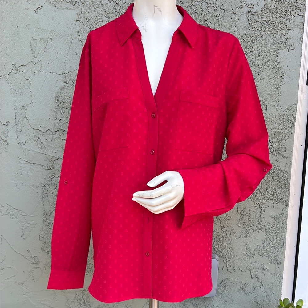 Vibrant Red Button-Up Shirt